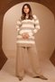 Women's Crew Neck Front Buttoned Striped Patterned 2-Piece Knitwear Hijab Set 8412 - 6