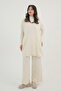 Women's Half Turtleneck Ribbed Detailed Basic 2-Piece Knitwear Hijab Set 8611 - 3
