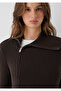 Brown Zippered Cardigan Fitted / Bodycon Cut 1710945-88615 - 6