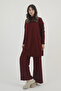 Women's Half Turtleneck Ribbed Detailed Basic 2-Piece Knitwear Hijab Set 8611 - 3