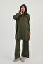 Women's Half Turtleneck Ribbed Detailed Basic 2-Piece Knitwear Hijab Set 8611 - 3