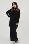 Women's Half Turtleneck Ribbed Detailed Basic 2-Piece Knitwear Hijab Set 8611 Black - 7