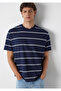 Striped Navy Blue T-Shirt Loose Fit / Relaxed Comfortable Cut 0613500-70490