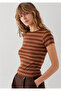 Striped Brown T-Shirt Fitted / Bodycon Cut 1614291-91705 - 3