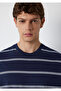 Striped Navy Blue T-Shirt Loose Fit / Relaxed Comfortable Cut 0613500-70490 - 6