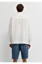 M Embroidery Detailed Ecru Shirt Loose Fit / Relaxed Comfortable Cut 0212140-70057 - 6