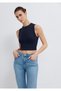 Navy Blue Crop Athlete Crop / Short Cut 1613982-70497