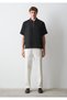 Black Black Linen Polo Collar T-Shirt Loose Fit / Comfortable Cut 0211964-900 - 3