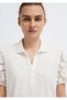 Lace Detailed Ecru Polo T-Shirt Slim Fit / Narrow Cut 1613938-70057 - 6