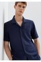 Short Sleeve Navy Blue Knitted Shirt Regular Fit / Normal Cut 0212049-82318 - 3