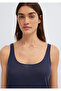Navy Blue Linen Athlete T-Shirt Fitted / Body-Fitting Cut 1614308-91598 - 6