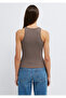 Halter Neck Brown Tank Top Fitted / Bodycon Cut 1613912-88533 - 6