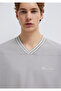 Jeans Embroidered V-Neck Gray T-Shirt Oversized / Wide Cut 0613171-80615 - 7