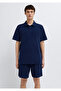 Navy Blue Towel Polo T-Shirt Loose Fit / Comfortable Cut 0613324-70497 - 4