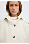 Hooded Waist Detailed Ecru Short Jacket Oversize / Wide Cut 1110756-70065 - 6