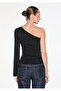 One-Shoulder Black Long Sleeve T-Shirt Fitted / Bodycon Cut 1614034-900 - 6