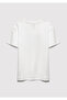 Mj Logo Printed Ecru T-Shirt Loose Fit / Comfortable Loose Cut 6610395-70057 - 3
