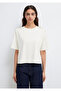 Sleeve Detailed Ecru T-Shirt Loose Fit / Comfortable Cut 1614061-80194 - 3