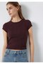 Burgundy Basic T-Shirt Fitted / Bodycon Cut 1613808-70223