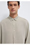 Tencel ™ ) Lyocell and Linen Blend Beige Shirt Regular Fit / Normal Cut 0211482-70333 - 7