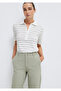 Gray Line Textured White Polo Shirt Slim Fit / Slim Fit 1613787-88146 - 2