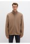 High Collar Zippered Brown Sweatshirt 0S10377-70378 - 3