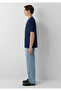 Logo Printed Navy Blue T-Shirt Loose Fit / Loose Relaxed Fit 0613014-70497 - 5