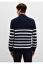 Semi-Zip Striped Navy Blue Sweater Slim Fit / Slim Fit 0710131-70490 - 5