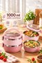 66732-1 Vacuum Lunch Box Two-Layer Stainless Steel Easy to Lock Self-Spoon Lunch Box