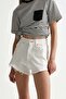 Premium Kaida Denim Mini Shorts with Frayed Stitching Detail - 4