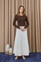 Women's Skirt with Ruffled Hem and Openings - 18267Etk Ecru