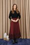 Women's Skirt with Ruffled Hem and Openings - 18267Etk Burgundy - 3