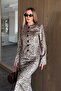Textured Cheetah Pattern Jacket with Waistband - 8815 - 5