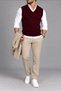 Men's Burgundy Standard Fit Regular Cut V-Neck Knitwear Sweater - 7