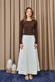 Women's Skirt with Ruffled Hem and Openings - 18267Etk Ecru - 3