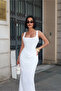 Women's White Tie-Up Long Dress 1026-22237 - 2