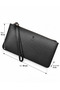 Genuine Leather Multi-Compartment Zippered Unisex Wallet with Wrist Strap - Brown - 3