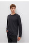 Long Sleeve Anthracite Basic T-Shirt Fitted / Body Fitted Cutout 062477 -27310 - 2