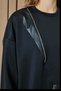 Women's Asymmetrical Tunic with Zipper and Leather Detail - 10728Tun Black - 6