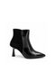 Black Genuine Leather Thin Heeled Women's Boots