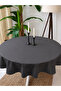 Aura Cotton Fabric Anthracite Smoked Round Water Repellent Tablecloth - 3
