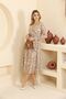 Women's Beige Patterned Chiffon Dress Rssn32 - 4