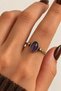 Vintage Series Adjustable Rustproof Tarnish Free Straight Sleeve Ellipse Design Amethyst Natural Stone Bronze Ring