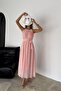 Women Rose Brooch Detailed Long Chiffon Dress Nbk2144 - 4