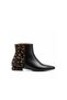 Black Leopard Patterned Genuine Leather Women's Boots – 2 cm Heels
