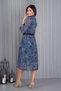 Women's Indigo Belted Shoulder Embellished Patterned Chiffon Dress Apcx04 - 9