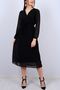 women's black belted double breasted midi chiffon dress NB2023 - 2