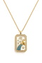 Women's Steel Necklace Zodiac Sign Series Mother of Pearl Plate Bucket Sign Necklace