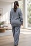 Front Half Zippered 100% Acrylic Fabric Large Size Bottom Top Set - 6