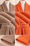 Eldy 8 Piece Striped Bathrobe Family Set 100% Cotton Certified Bathrobe Set Dowry Set -Orange Beige - 4